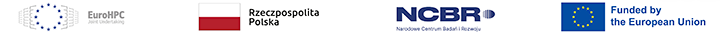 logotypy UE, RP, EuroHPC JU, NCBR